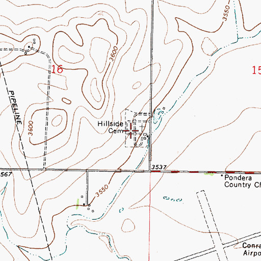 Topographic Map of Hillside Cemetery, MT