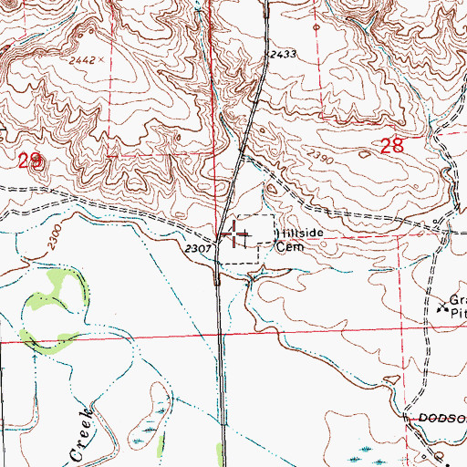 Topographic Map of Hillside Cemetery, MT
