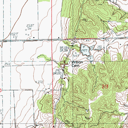 Topographic Map of Wilson Cemetery, AR