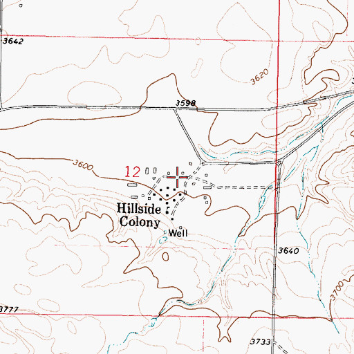 Topographic Map of Hillside Colony, MT