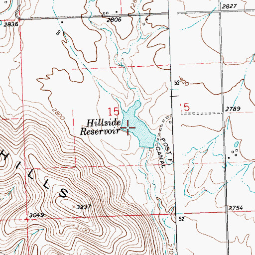Topographic Map of Hillside Reservoir, MT