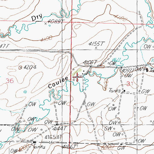 Topographic Map of Hines Ranch, MT