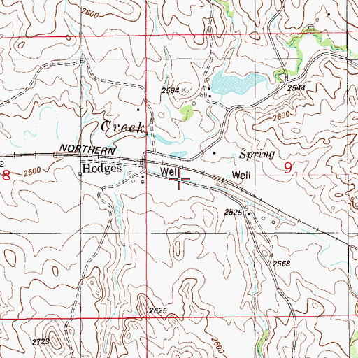 Topographic Map of Hodges, MT