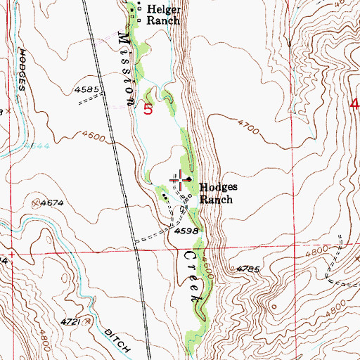 Topographic Map of Hodges Ranch, MT