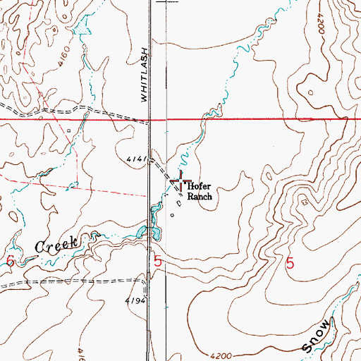 Topographic Map of Hofer Ranch, MT