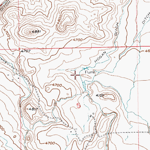 Topographic Map of Hogan Ditch, MT