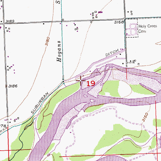 Topographic Map of Hogans Slough, MT