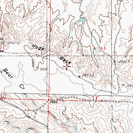 Topographic Map of Hogs Back, MT