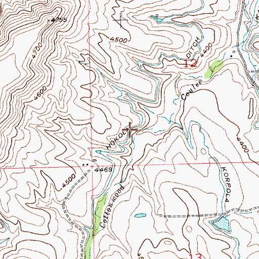 Topographic Map of Hokola Ditch, MT