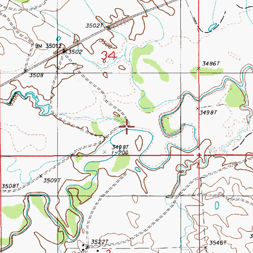 Topographic Map of Holben Creek, MT