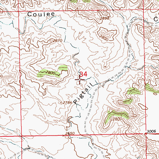 Topographic Map of Holden Coulee, MT
