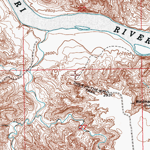Topographic Map of Hole in the Wall Trail, MT