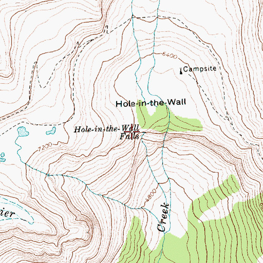 Topographic Map of Hole-in-the Wall Falls, MT