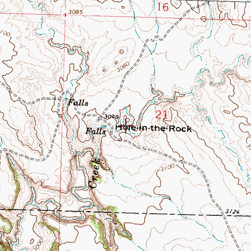 Topographic Map of Hole-in-the-Rock, MT