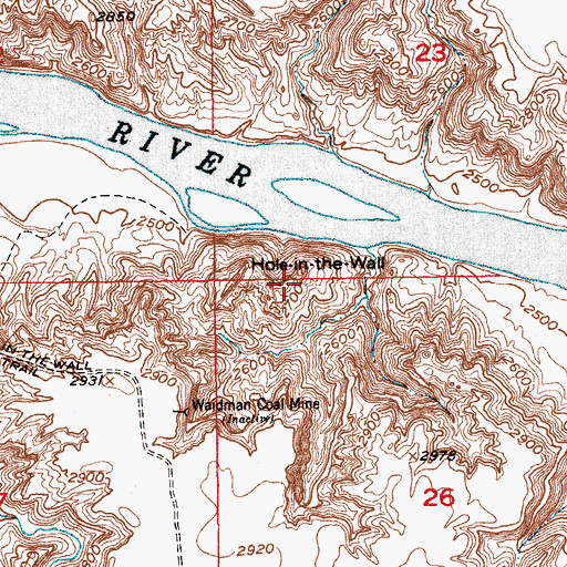 Topographic Map of Hole-in-the-Wall, MT