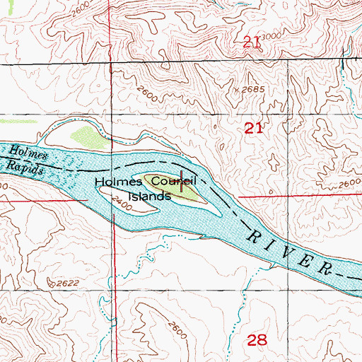 Topographic Map of Holmes Council Islands, MT