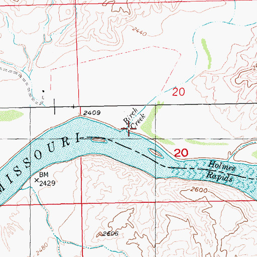 Topographic Map of Holmes Rapids, MT