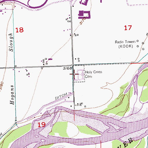 Topographic Map of Holy Cross Cemetery, MT