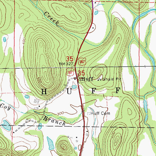Topographic Map of Huff, AR
