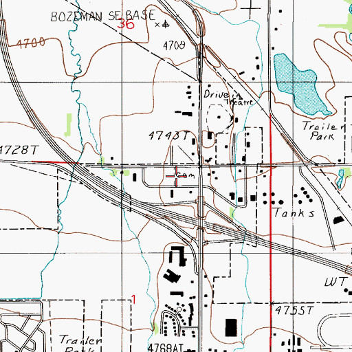 Topographic Map of Holy Rosary Cemetery, MT