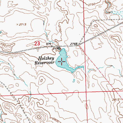 Topographic Map of Holzhey Reservoir, MT