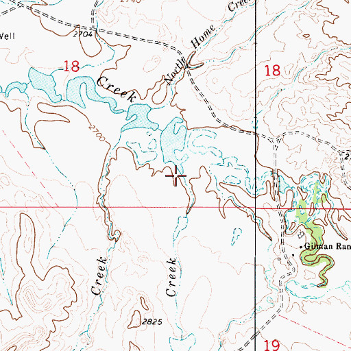 Topographic Map of Home Creek, MT