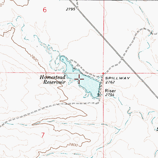 Topographic Map of Homestead Reservoir, MT