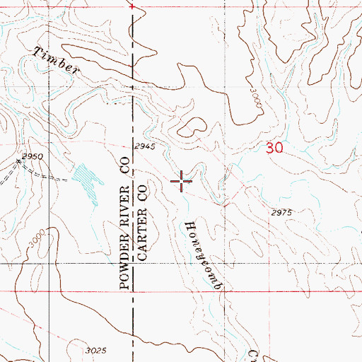 Topographic Map of Honeycomb Creek, MT