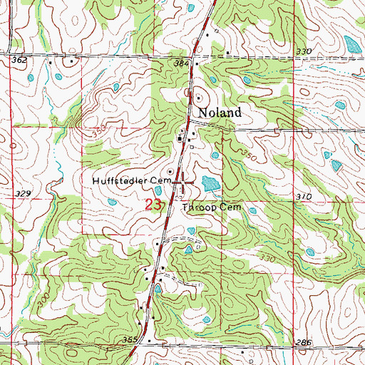 Topographic Map of Huffstedler Cemetery, AR