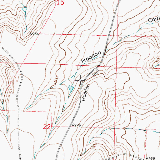 Topographic Map of Hoodoo Hill, MT