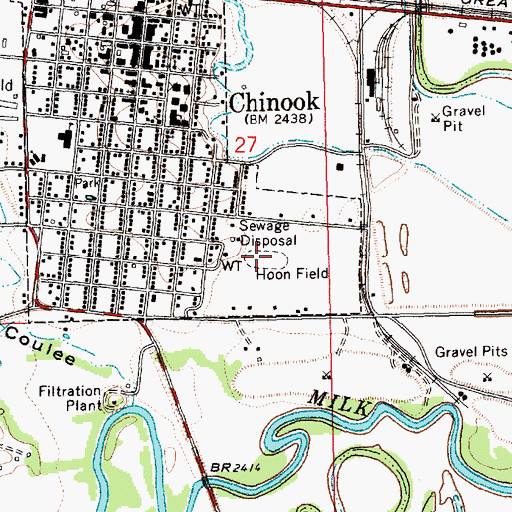 Topographic Map of Hoon Field, MT