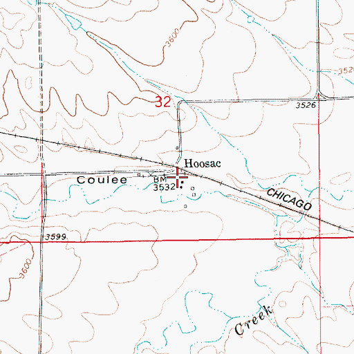 Topographic Map of Hoosac, MT