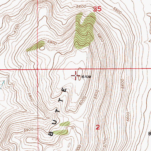 Topographic Map of Horse Butte, MT