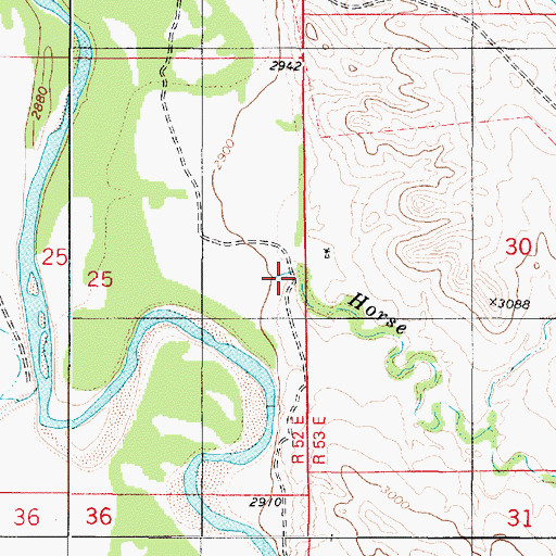 Topographic Map of Horse Creek, MT