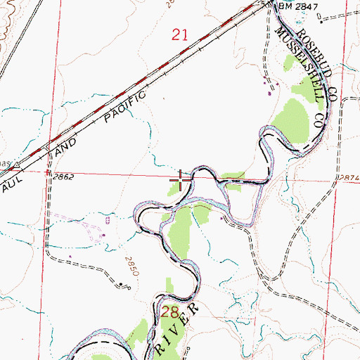 Topographic Map of Horse Creek, MT