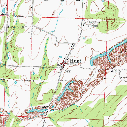Topographic Map of Hunt, AR