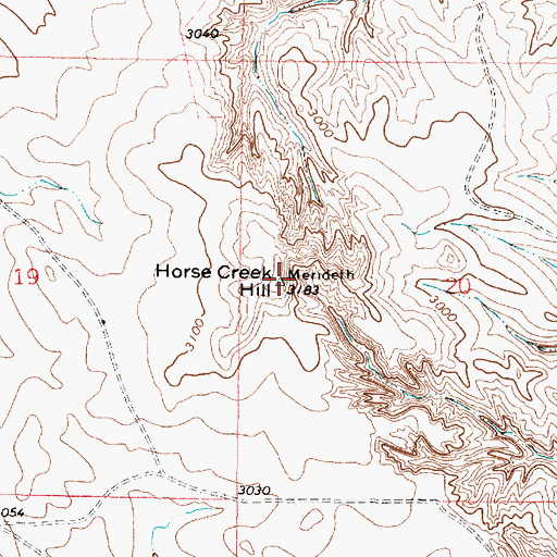 Topographic Map of Horse Creek Hill, MT
