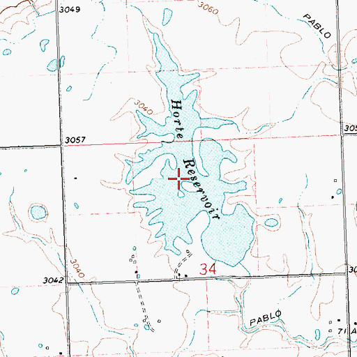 Topographic Map of Horte Reservoir, MT