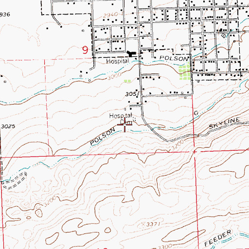 Topographic Map of Hospital Cemetery, MT