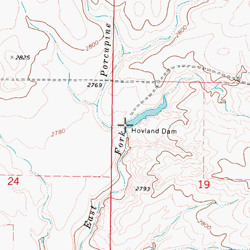 Topographic Map of Hovland Dam, MT