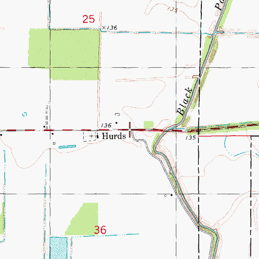 Topographic Map of Hurds, AR