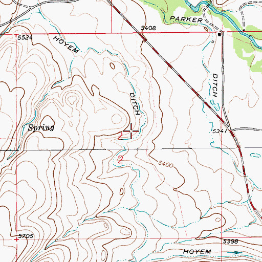 Topographic Map of Hoyem Ditch, MT