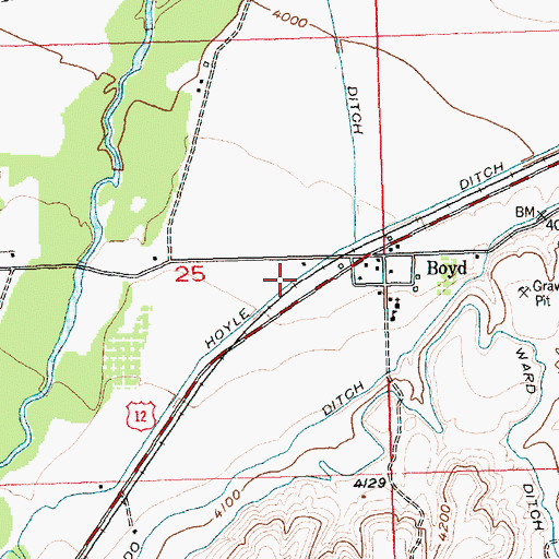 Topographic Map of Hoyle Ditch, MT