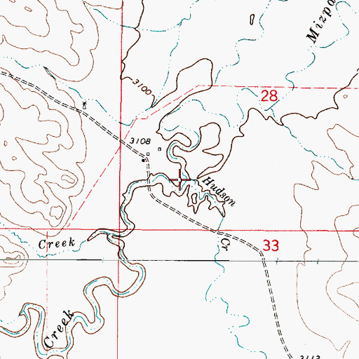 Topographic Map of Hudson Creek, MT