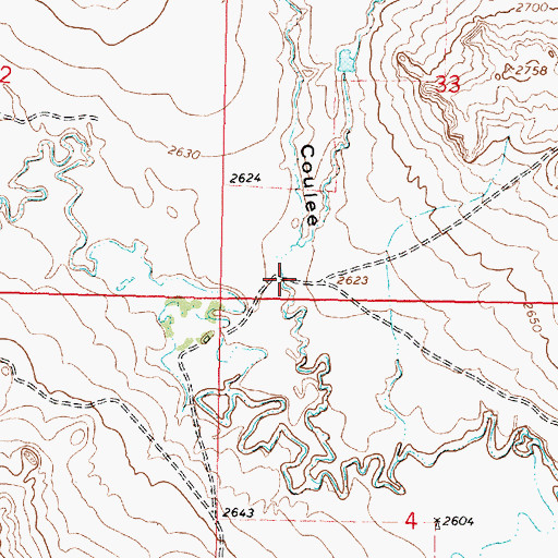Topographic Map of Huff Coulee, MT