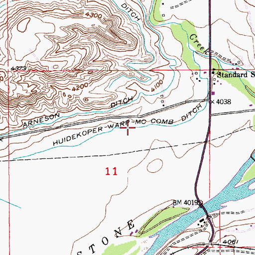 Topographic Map of Huidekoper-Warp-McComb Ditch, MT