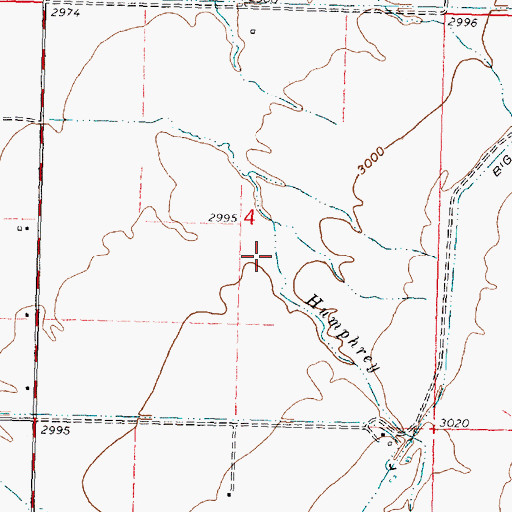 Topographic Map of Humphrey Coulee, MT