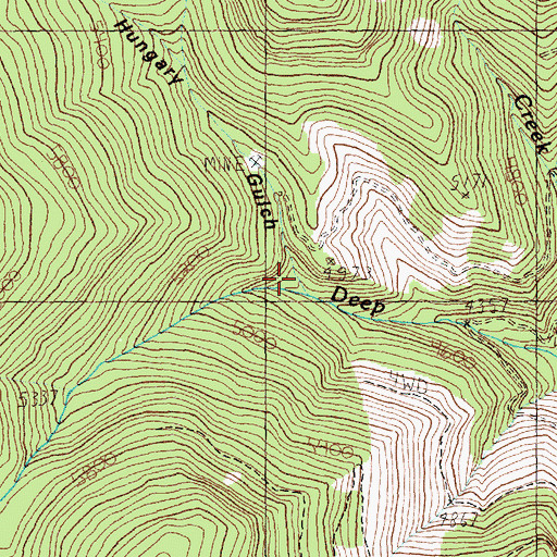 Topographic Map of Hungary Gulch, MT