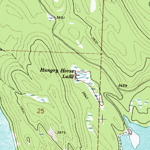 Topographic Map of Hungry Horse Lake, MT