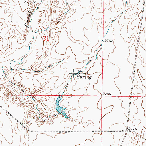 Topographic Map of Hunt Spring, MT
